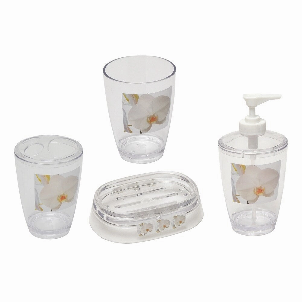 Evideco Acrylic Toothbrush Toothpaste Holder Design Purity Orchid - White,Yellow - 2.95 L x 2.95 W x 4.52 H