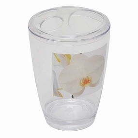 Evideco Acrylic Toothbrush Toothpaste Holder Design Purity Orchid - White,Yellow - 2.95 L x 2.95 W x 4.52 H toothbrush holder,bathroom cup,bathroom organizer