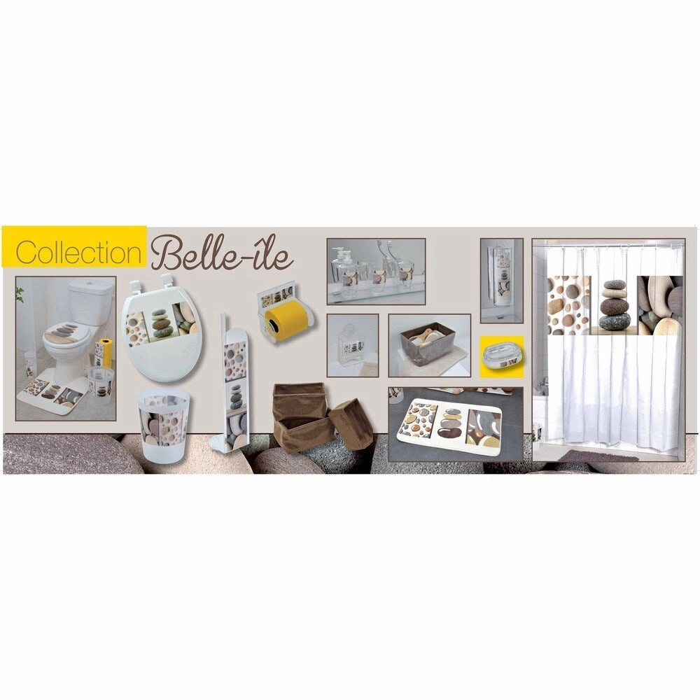 Evideco Clear Acrylic Toothbrush Holder Design Belle Ile - Gray, White, Brown, Multicolor - 2.95 L x 2.95 W x 4.52 H