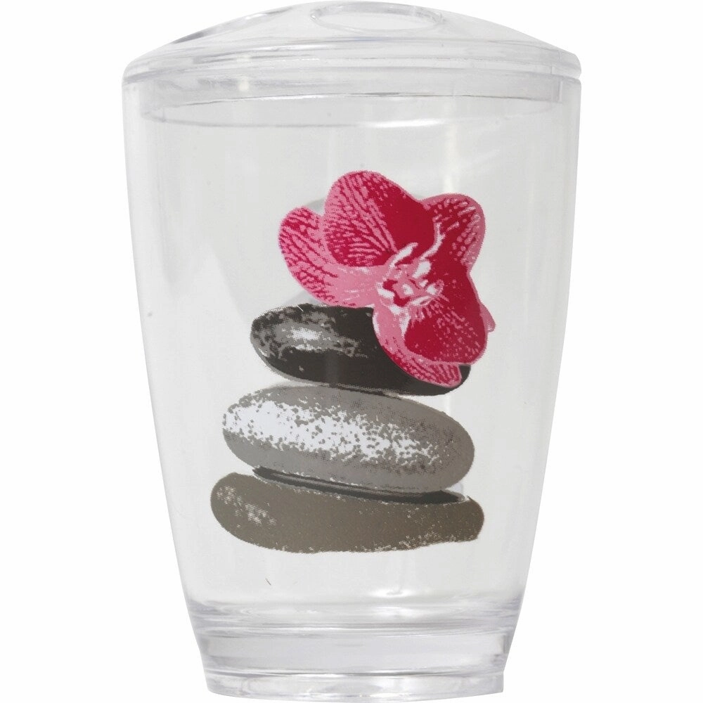 Evideco Clear Acrylic Toothbrush Holder Design Spa - Gray,Pink, Purple, White, Multi - 2.95 L x 2.95 W x 4.52 H toothbrush holder,bathroom cup,bathroom organizer