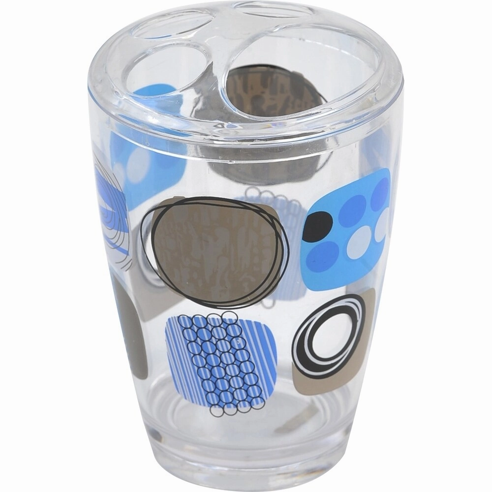 Evideco Clear Acrylic Toothbrush Holder Design Street Art - Blue, White, Gray, Black, Multicolor - 2.95 L x 2.95 W x 4.52 H toothbrush holder,bathroom cup,bathroom organizer