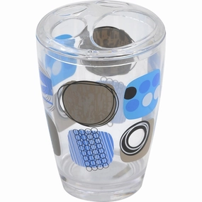 Evideco Clear Acrylic Toothbrush Holder Design Street Art - Blue, White, Gray, Black, Multicolor - 2.95 L x 2.95 W x 4.52 H toothbrush holder,bathroom cup,bathroom organizer