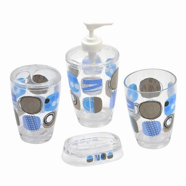 Evideco Clear Acrylic Toothbrush Holder Design Street Art - Blue, White, Gray, Black, Multicolor - 2.95 L x 2.95 W x 4.52 H