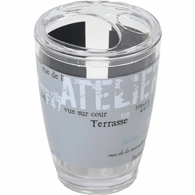 Evideco Clear Acrylic Toothbrush Toothpaste Holder Design Atelier Loft - Gray,White,Blue,Black - 2.95 L x 2.95 W x 4.52 H toothbrush holder,bathroom cup,bathroom organizer