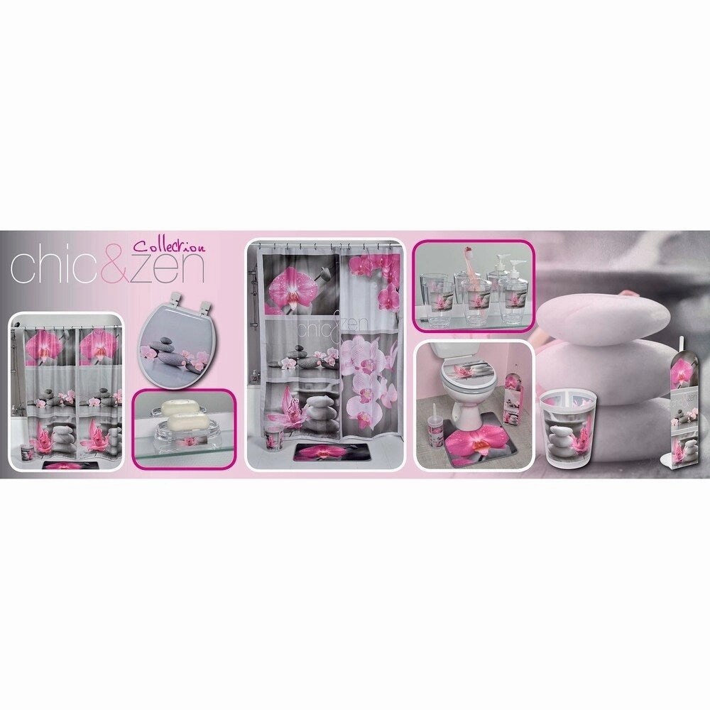 Evideco Clear Acrylic Toothbrush Toothpaste Holder Design Chic And Zen - Gray, Pink, Purple, Multi - 2.95 L x 2.95 W x 4.52 H