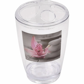 Evideco Clear Acrylic Toothbrush Toothpaste Holder Design Chic And Zen - Gray, Pink, Purple, Multi - 2.95 L x 2.95 W x 4.52 H toothbrush holder,bathroom cup,bathroom organizer