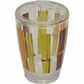 Evideco Clear Acrylic Toothbrush Toothpaste Holder Design Java - Brown, Beige, Green, Multi - 2.95 L x 2.95 W x 4.52 H toothbrush holder,bathroom cup,bathroom organizer