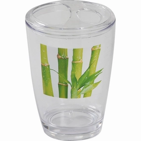 Evideco Clear Acrylic Toothbrush Toothpaste Holder Design Zen and Co - Green, White, Gray, Multi - 2.95 L x 2.95 W x 4.52 H toothbrush holder,bathroom cup,bathroom organizer