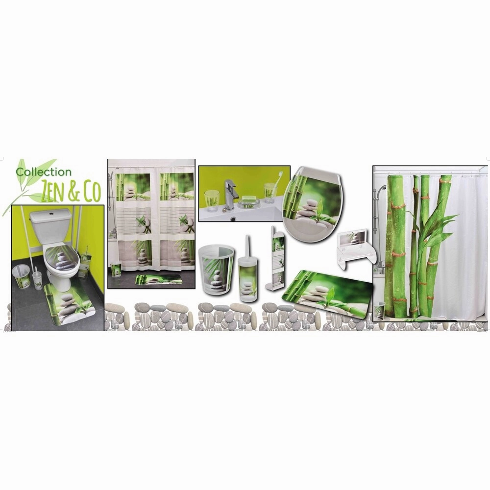 Evideco Clear Acrylic Toothbrush Toothpaste Holder Design Zen and Co - Green, White, Gray, Multi - 2.95 L x 2.95 W x 4.52 H