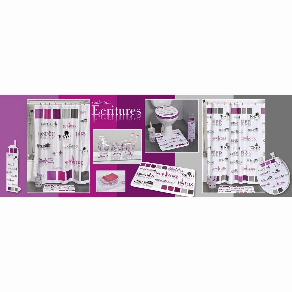 Evideco Clear Toothbrush Toothpaste Holder Design World Capitals - Purple,Gray, White, Multi - 2.95 L x 2.95 W x 4.52 H