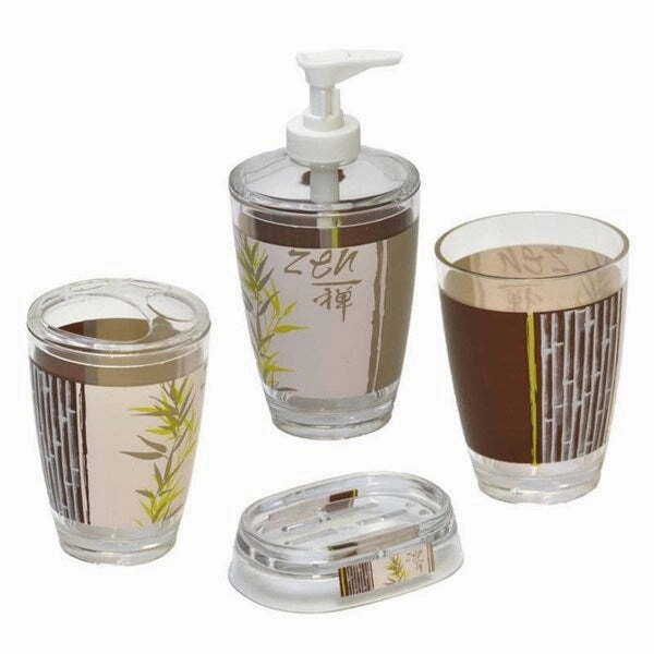 Evideco Jade Bathroom Printed Toothbrush and Toothpaste Holder - Brown, Beige, Green, Multi - 2.95 L x 2.95 W x 4.52 H