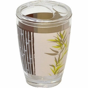 Evideco Jade Bathroom Printed Toothbrush and Toothpaste Holder - Brown, Beige, Green, Multi - 2.95 L x 2.95 W x 4.52 H toothbrush holder,bathroom cup,bathroom organizer