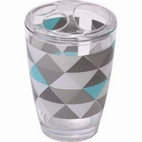 Evideco Nordik Bathroom Printed Toothbrush and Toothpaste Holder - Multi, Blue, Gray, Beige - 2.95 L x 2.95 W x 4.52 H toothbrush holder,bathroom cup,bathroom organizer