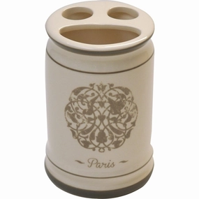 Evideco Paris Romance Dolomite Toothbrush and Toothpaste Holder Beige toothbrush holder,bathroom cup,bathroom organizer