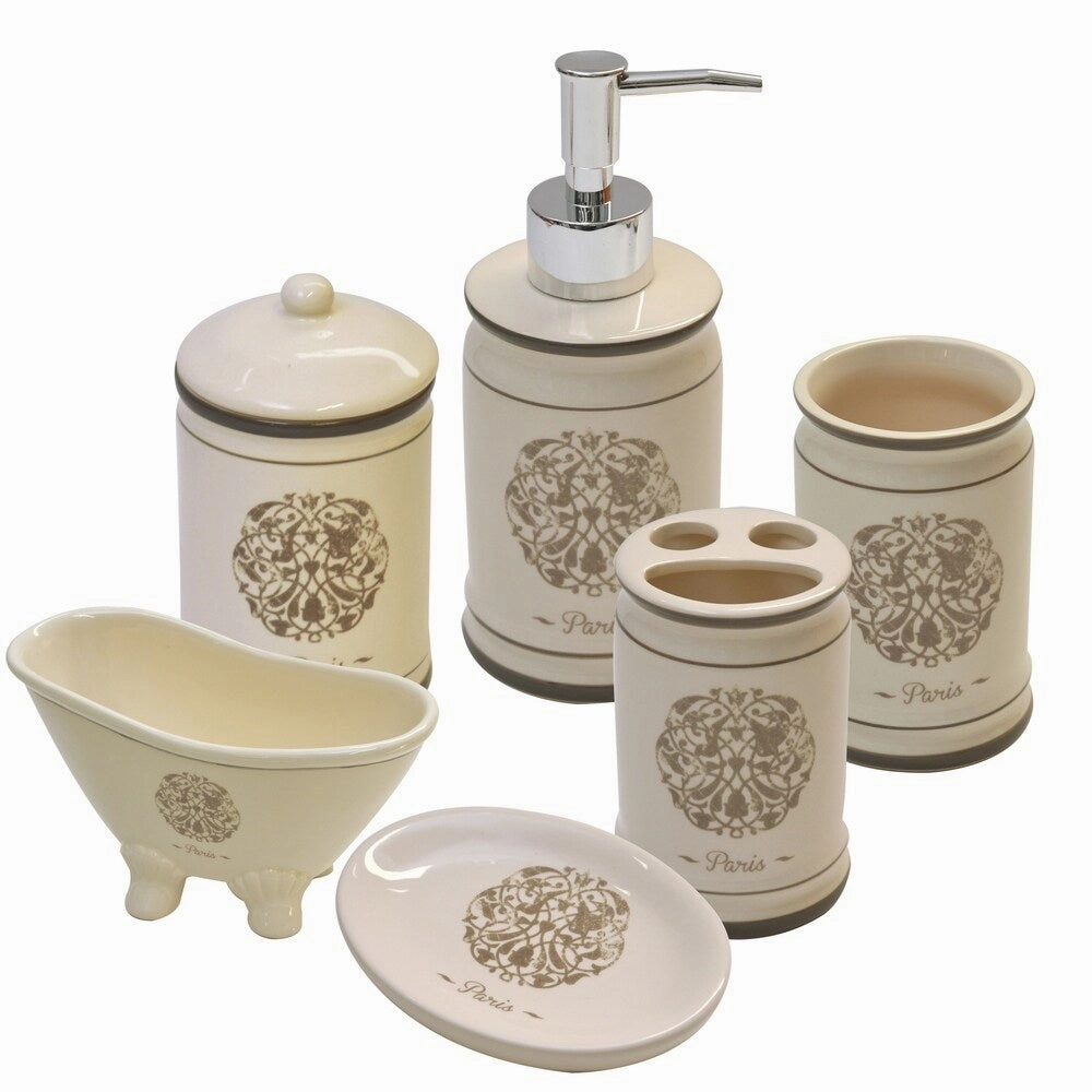 Evideco Paris Romance Dolomite Toothbrush and Toothpaste Holder Beige