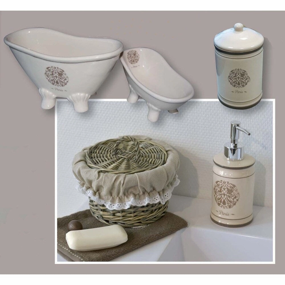 Evideco Paris Romance Dolomite Toothbrush and Toothpaste Holder Beige
