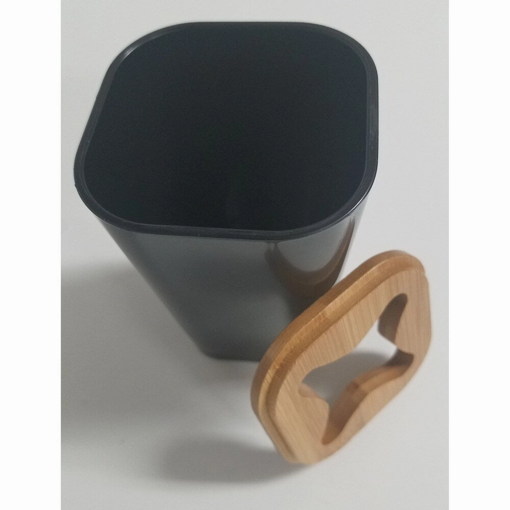 Evideco Phuket Bathroom Square Toothbrush and Toothpaste Holder Black/Bamboo