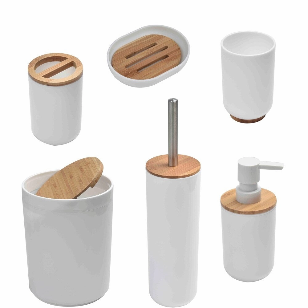 Evideco Toothbrush Holder Padang White-Bamboo Top