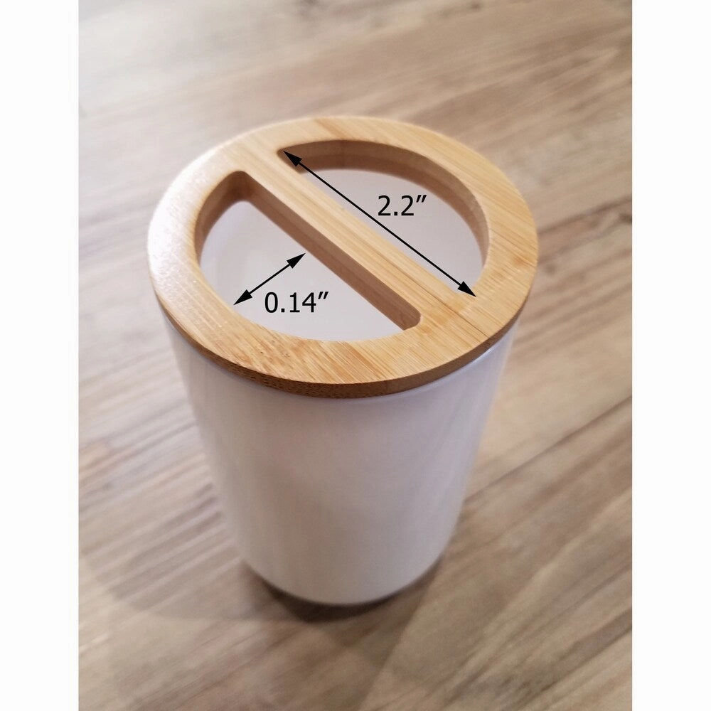 Evideco Toothbrush Holder Padang White-Bamboo Top