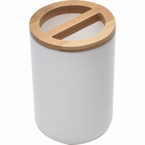 Evideco Toothbrush Holder Padang White-Bamboo Top toothbrush holder,bathroom cup,bathroom organizer