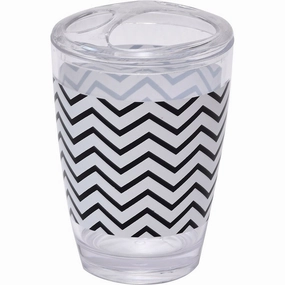 Evideco Zigzag Bathroom Printed Toothbrush and Toothpaste Holder - Black And White - 2.95 L x 2.95 W x 4.52 H toothbrush holder,bathroom cup,bathroom organizer