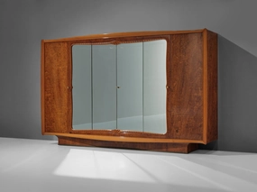 Exquisite Italian Wardrobe with Mirrored Doors in Walnut Burl storage cabinet,organizer,furniture storage