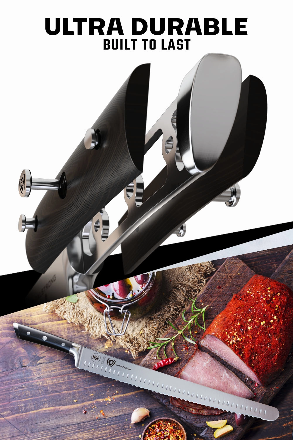 Extra-Long Serrated Slicer 14" | Gladiator Series | NSF Certified | Dalstrong 