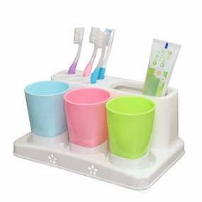 Family Size Toothbrush and Toothpaste Holder with 3 Cups toothbrush holder,bathroom cup,bathroom organizer