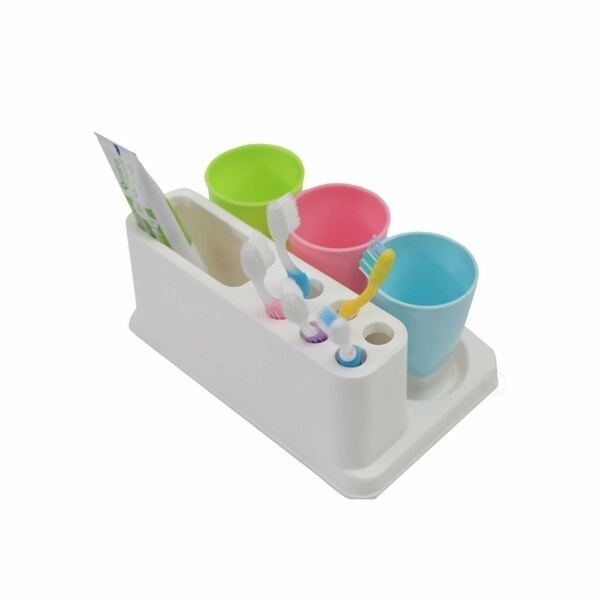 Family Size Toothbrush and Toothpaste Holder with 3 Cups