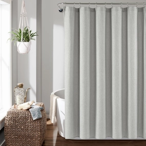 Farmhouse Vintage Stripe Yarn Dyed Recycled Cotton Blend Shower Curtain shower curtain,bath curtain,bathroom decor