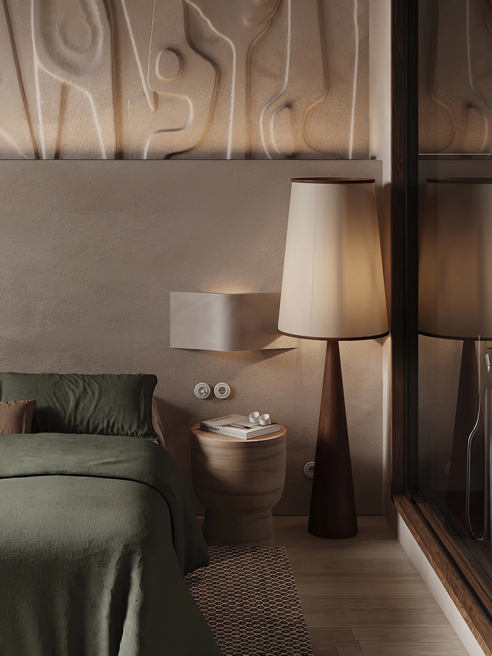 Faux Wood Conical Floor Lamp