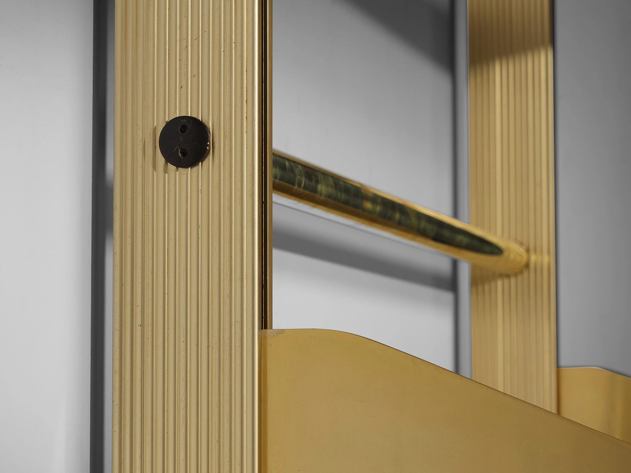 Feal Italian Wall Unit in Anodized Aluminum and Mahogany