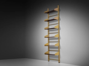 Feal Italian Wall Unit in Anodized Aluminum and Mahogany storage cabinet,organizer,furniture storage