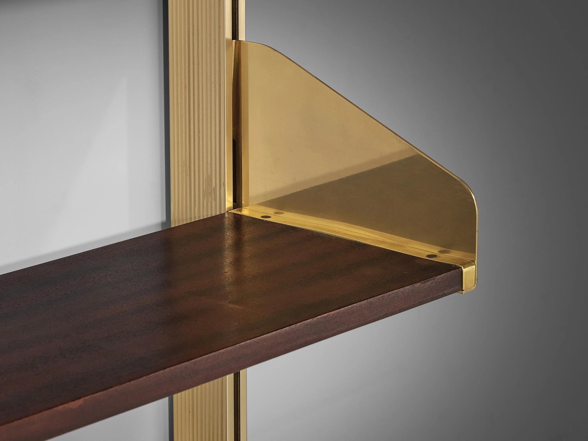 Feal Italian Wall Unit in Anodized Aluminum and Mahogany