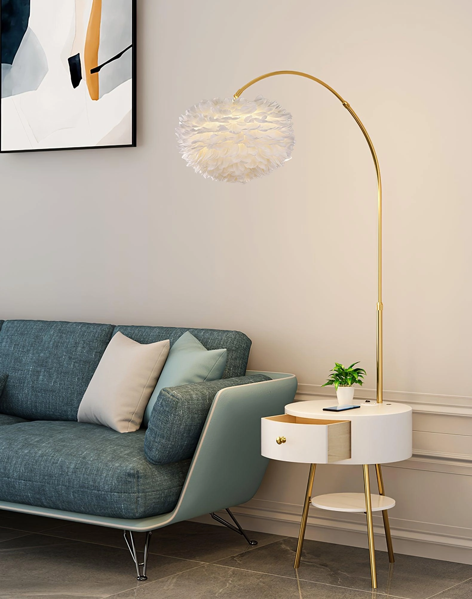 Feather Drawer Floor Lamp