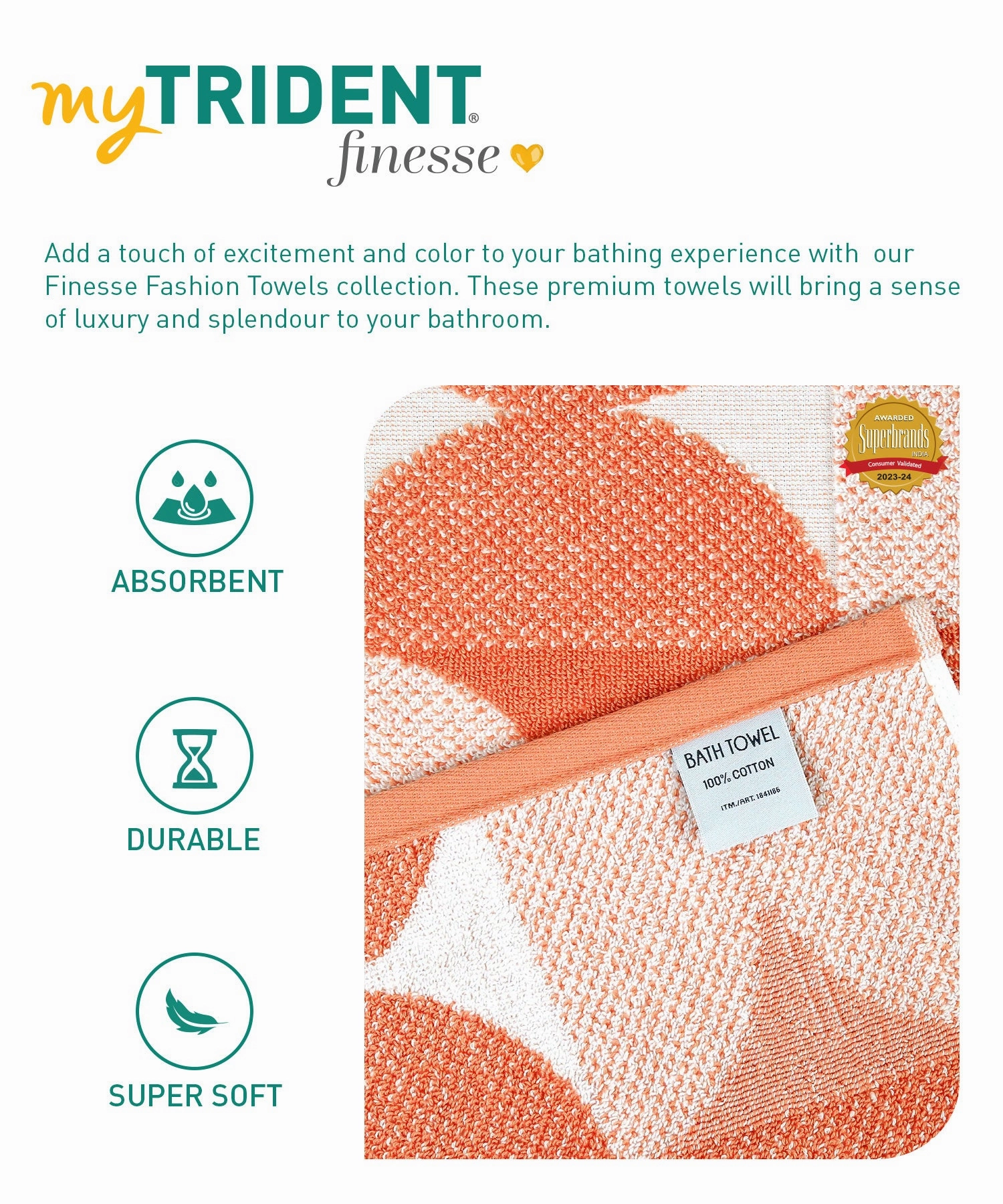 Finesse Fashion Bath Towel, 600 GSM, Cotton Rich, Muted Clay