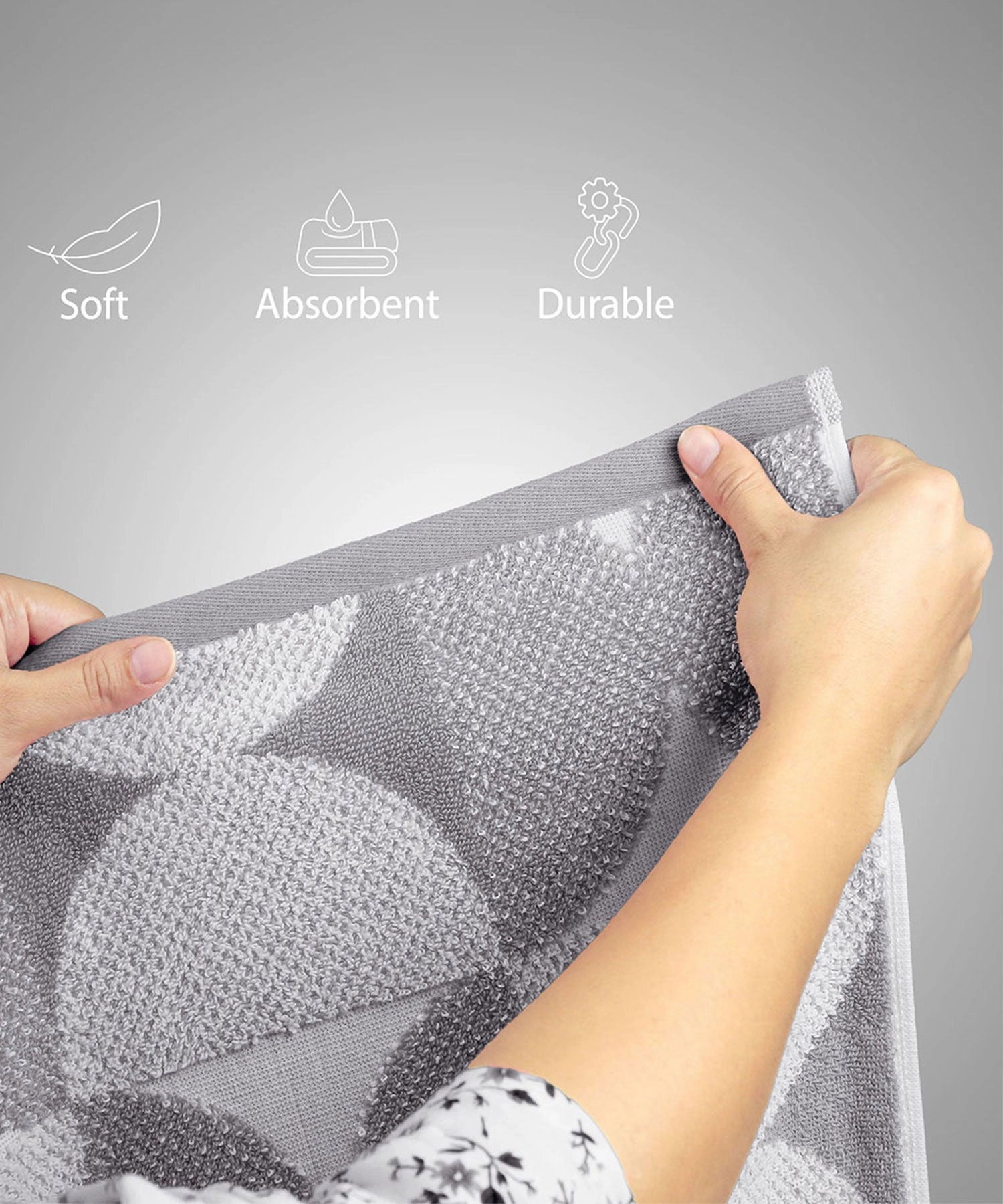 Finesse Fashion Bath Towel, 600 GSM, Cotton Rich, Sharkkin