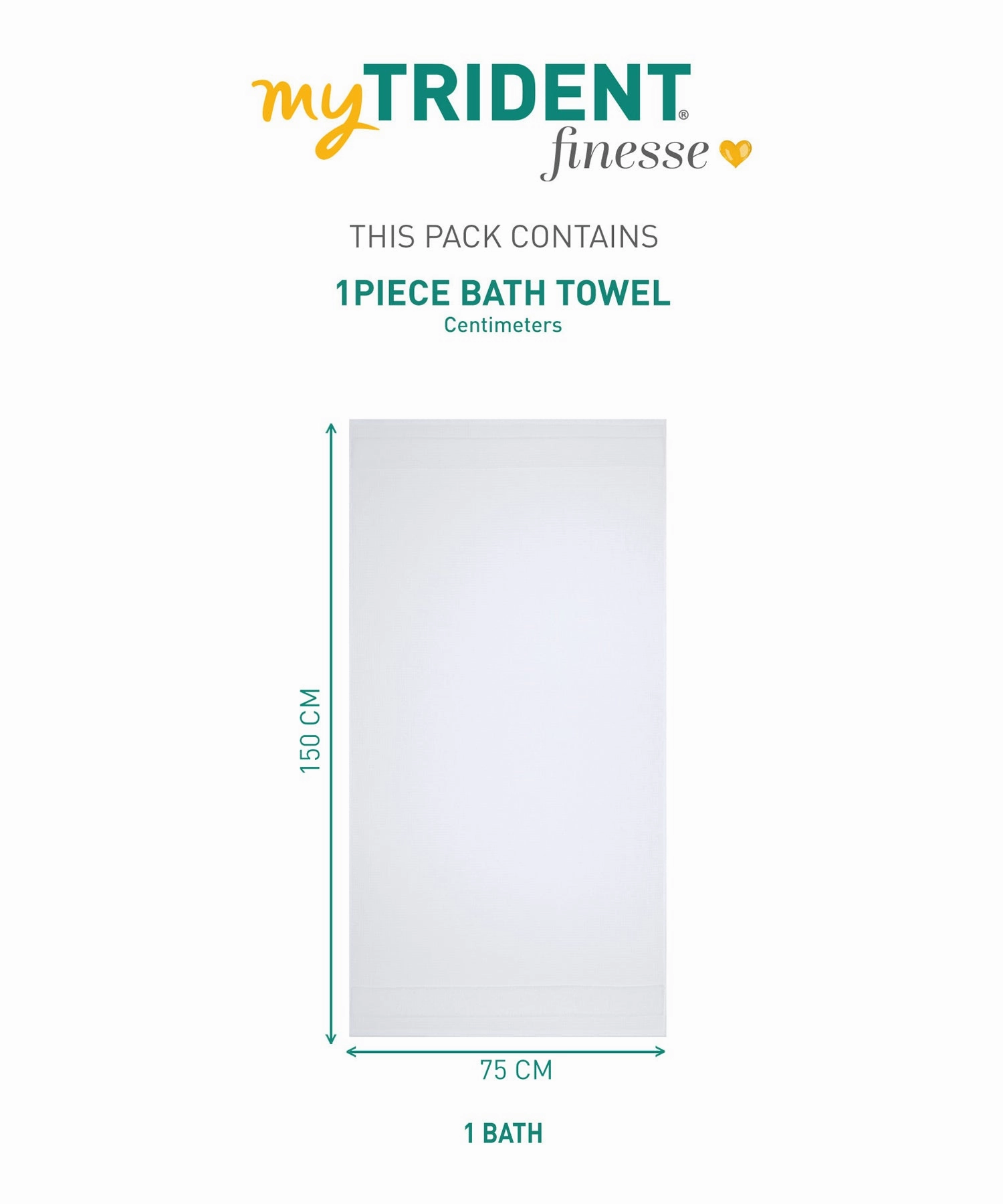 Finesse Fashion Waffle Towel , 600 Gsm, Cotton Rich, Bath Towel, White