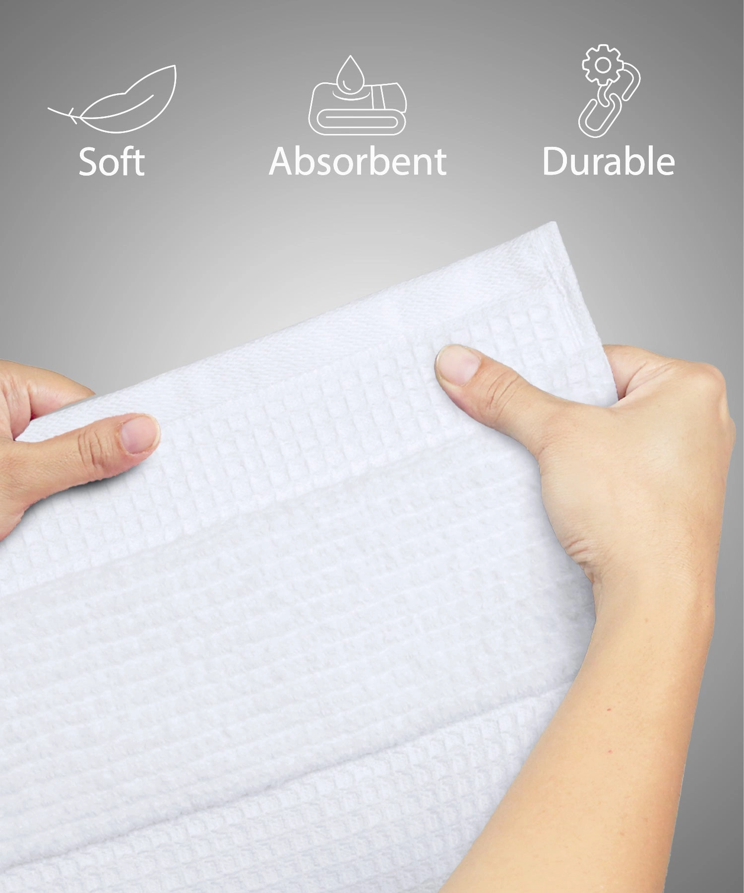 Finesse Fashion Waffle Towel , 600 Gsm, Cotton Rich, Bath Towel, White