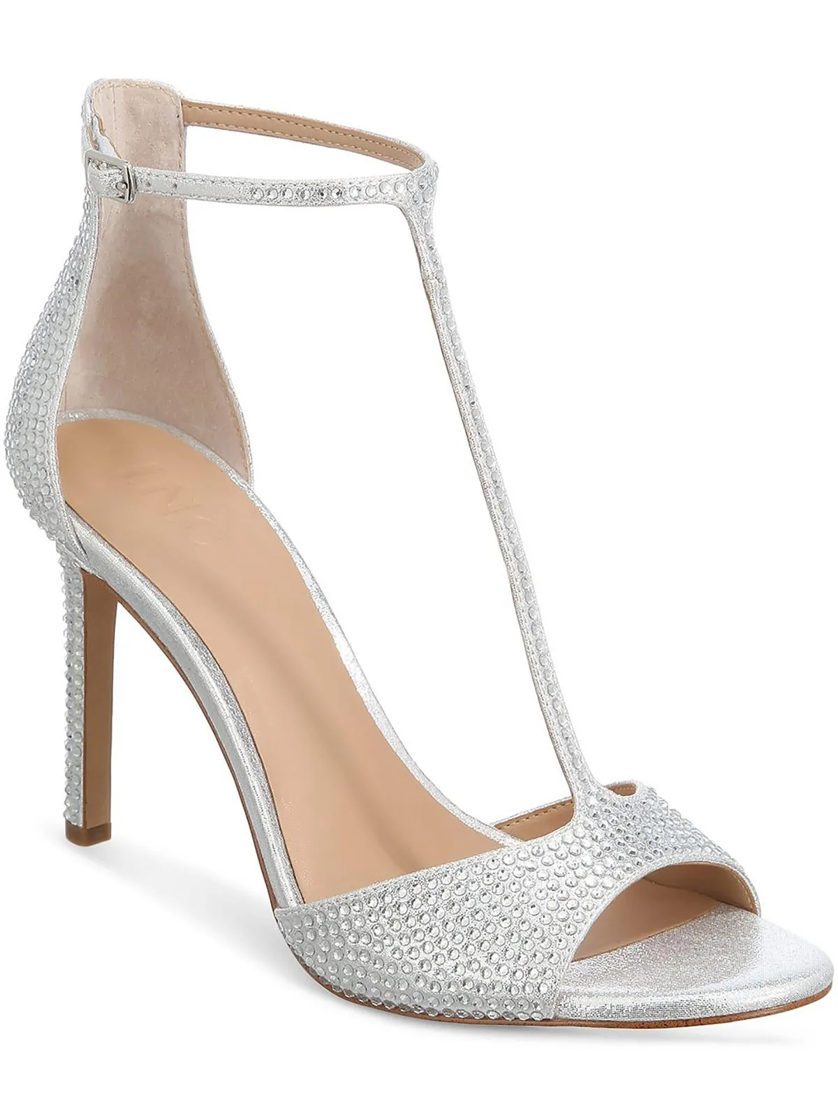 Firah Womens Rhinestone T-Strap Heels