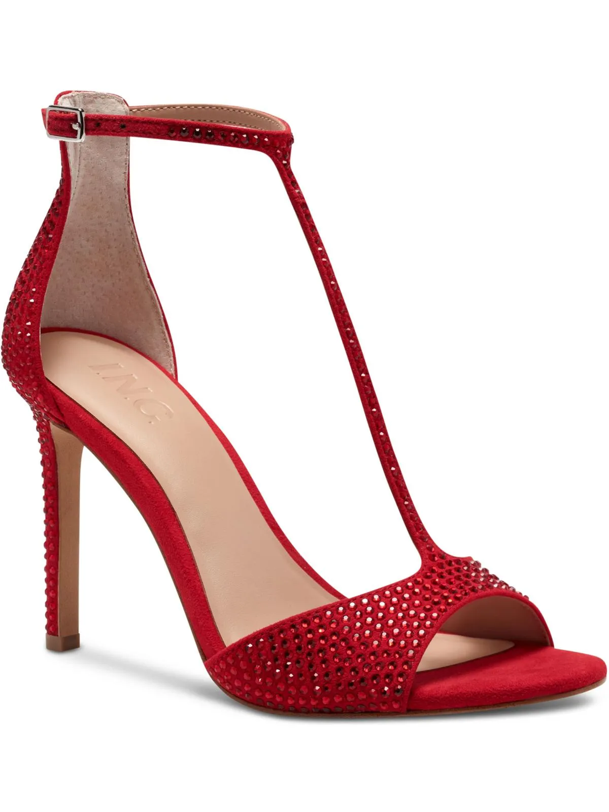 Firah Womens Rhinestone T-Strap Heels