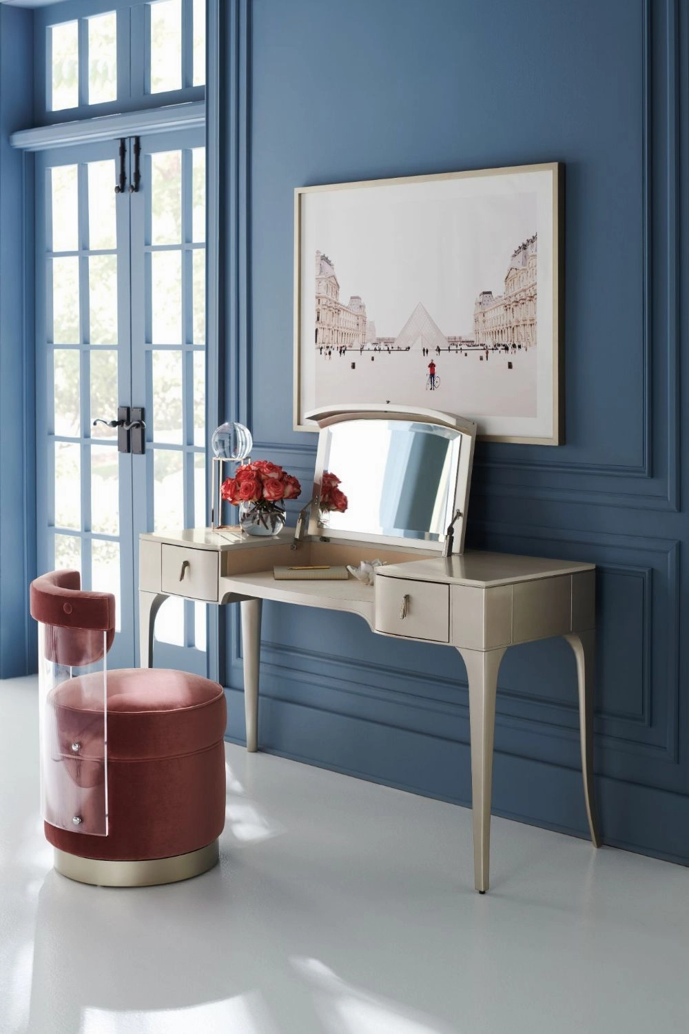 Flip Top Mirror Vanity Table | Caracole Kiss N Makeup