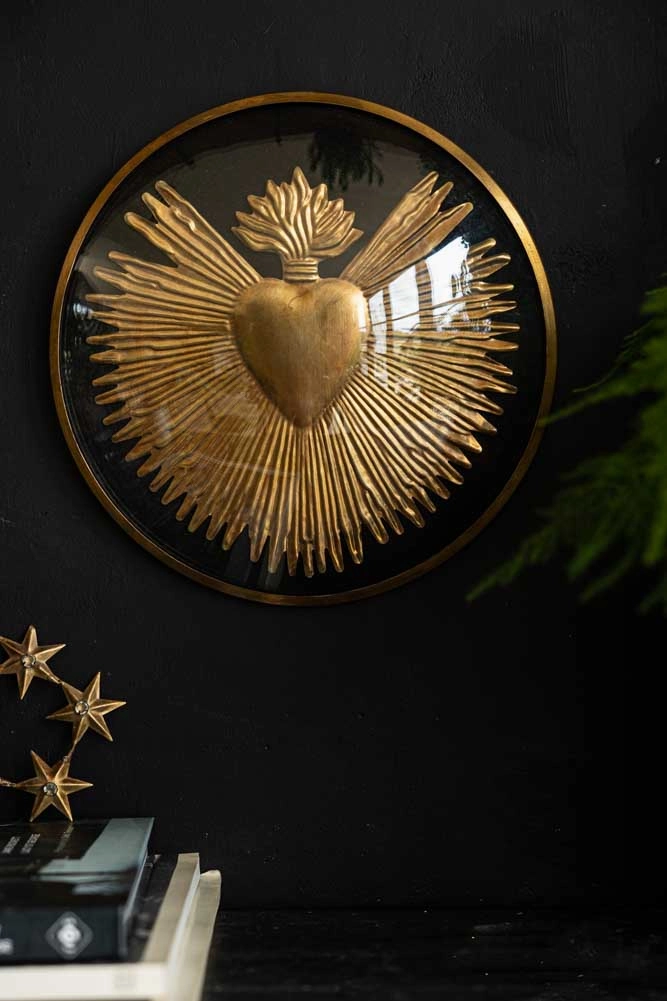 Framed Golden Milagro Heart Decoration area rugs,carpet,floor decoration