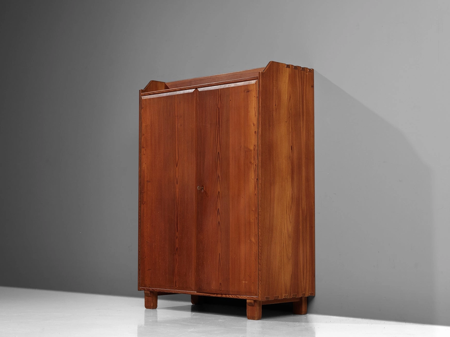 French Highboard in Pine and Brass Details storage cabinet,organizer,furniture storage