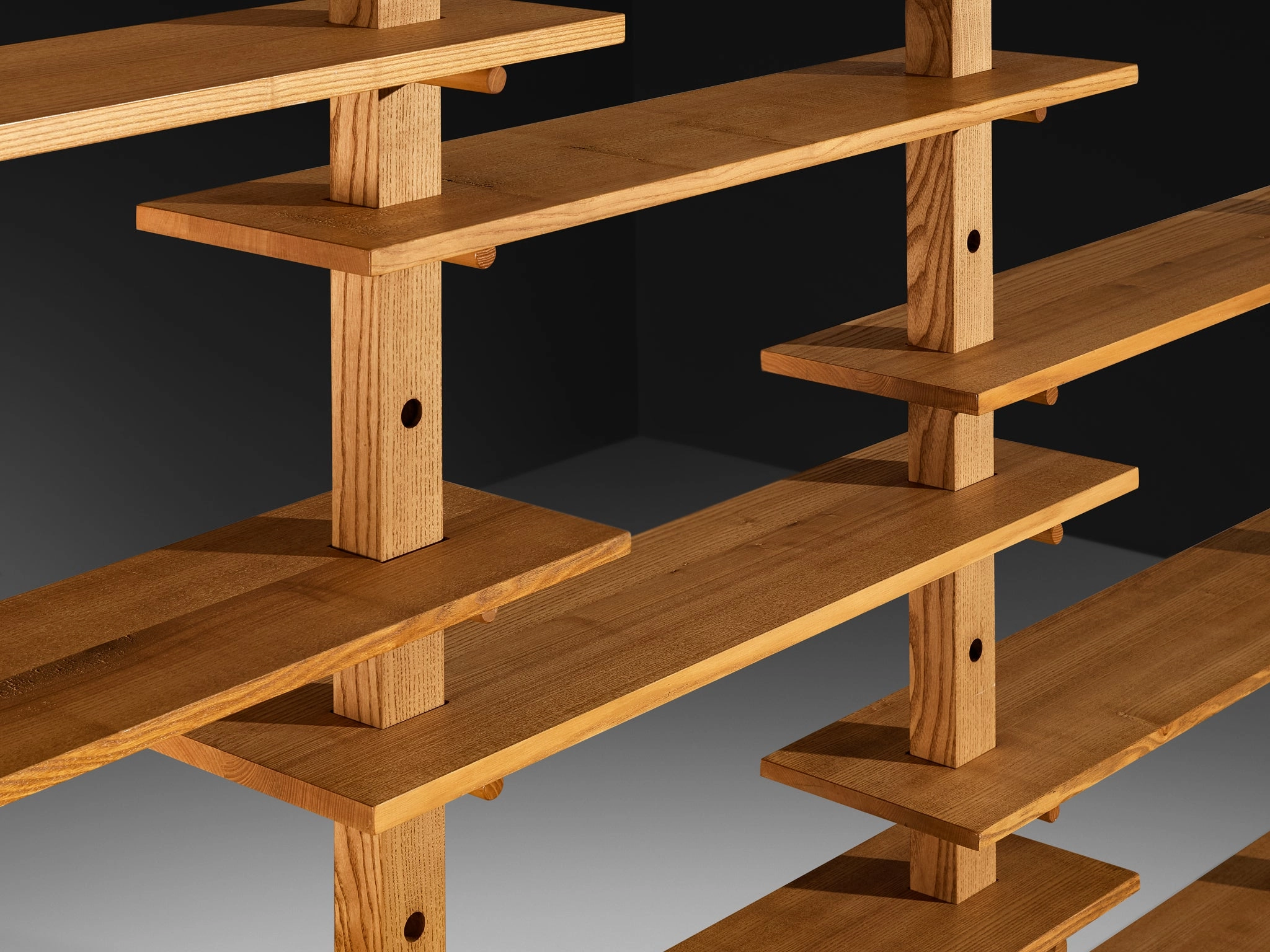 French Mid-Century Modern Bookcase in Solid Ash