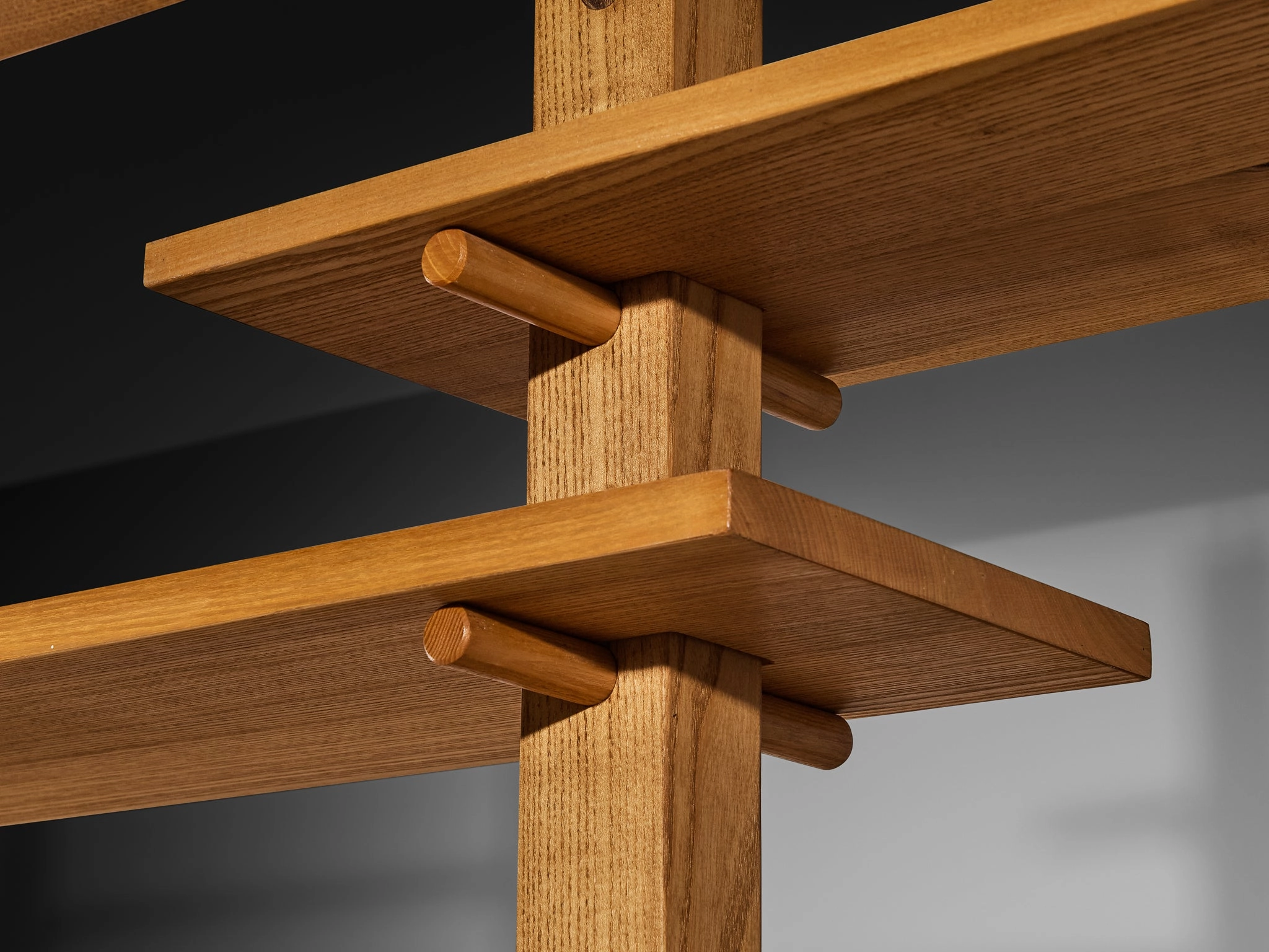 French Mid-Century Modern Bookcase in Solid Ash