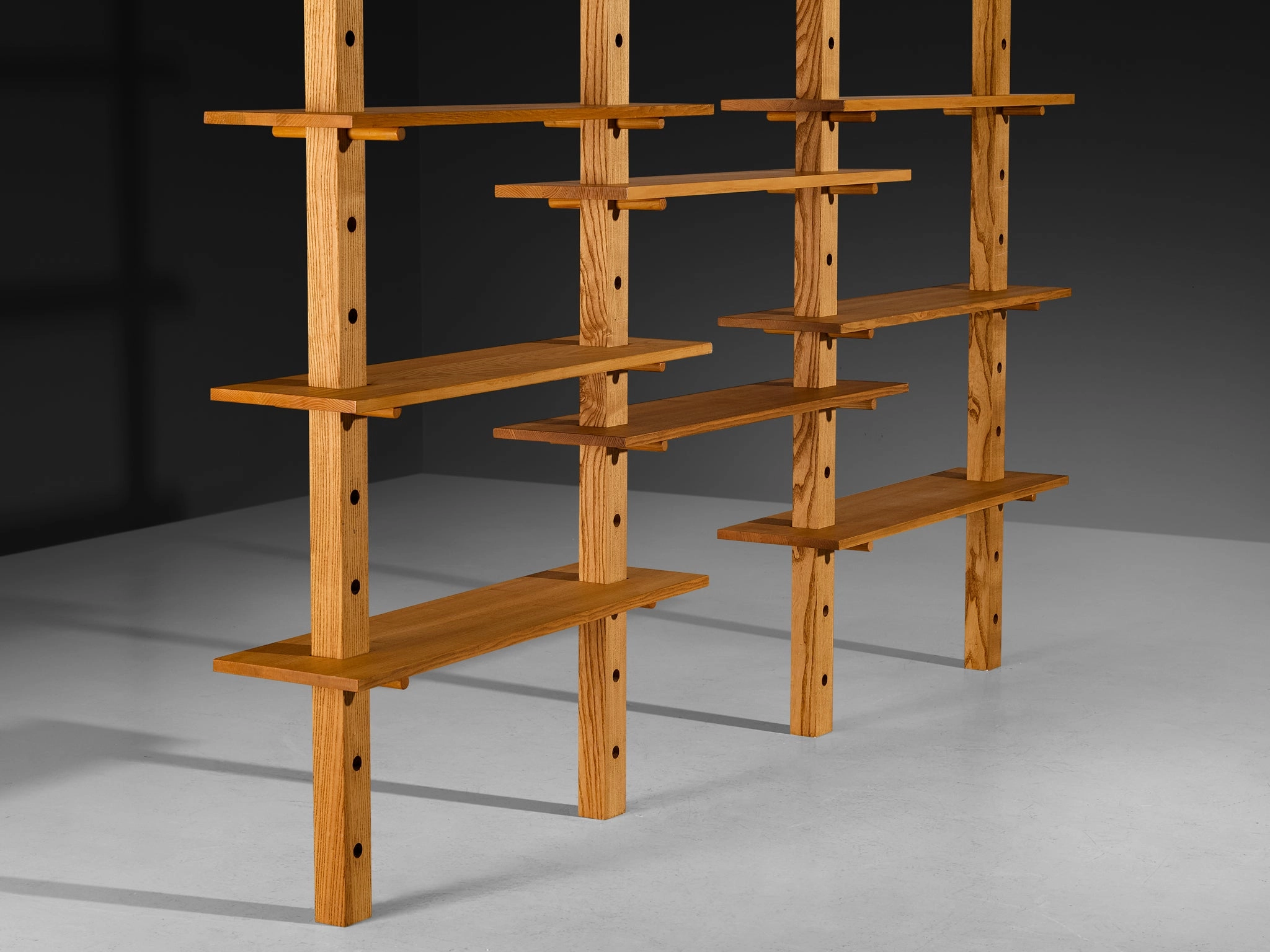 French Mid-Century Modern Bookcase in Solid Ash