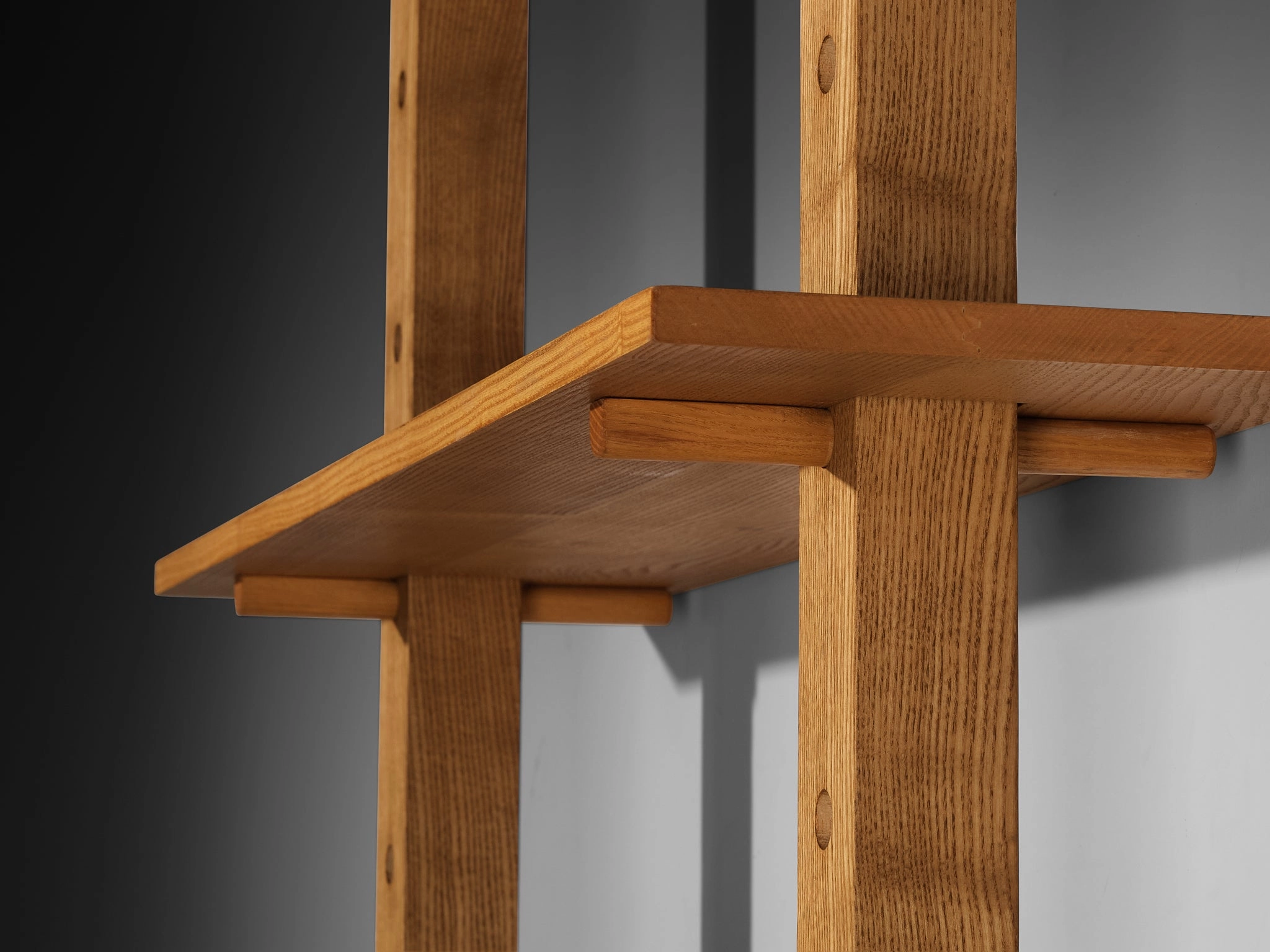 French Mid-Century Modern Bookcase or Shelf Unit in Solid Ash