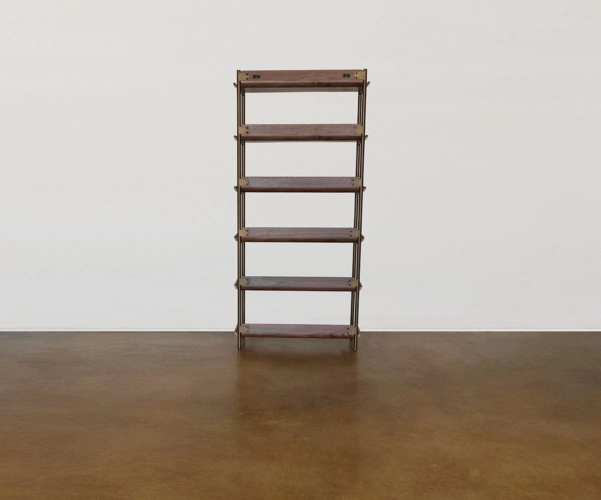 Freya 6 Shelves with Desk - Walnut