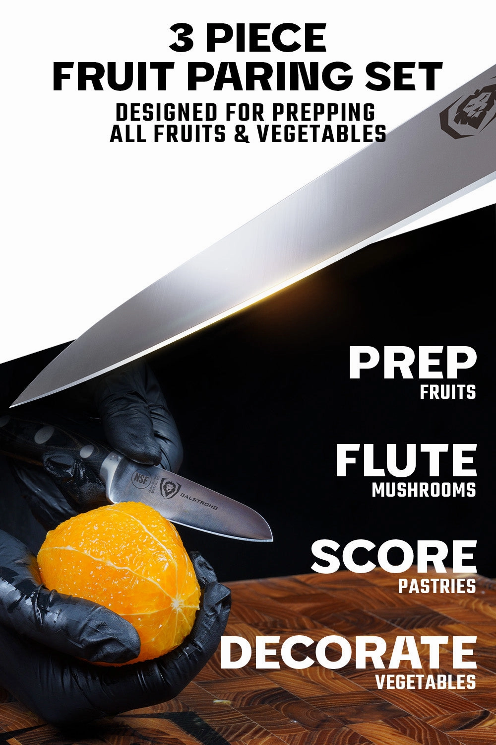 Fruit & Vegetable Paring Knife Set - 3 Piece | Gladiator Series ELITE | NSF Certified | Dalstrong 
